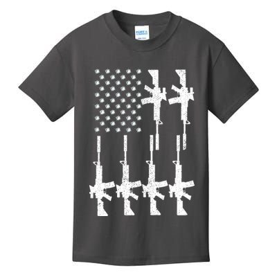 Vintage American Gun Rifle USA Flag Kids T-Shirt
