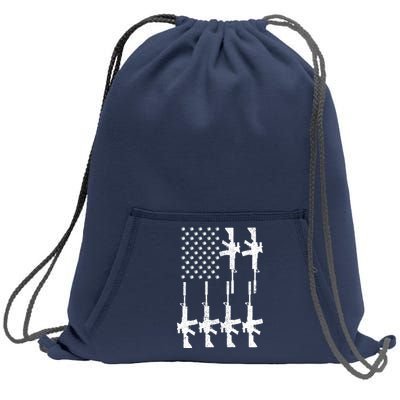 Vintage American Gun Rifle USA Flag Sweatshirt Cinch Pack Bag