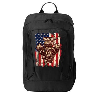 Vintage American Muscle Car Engine City Backpack