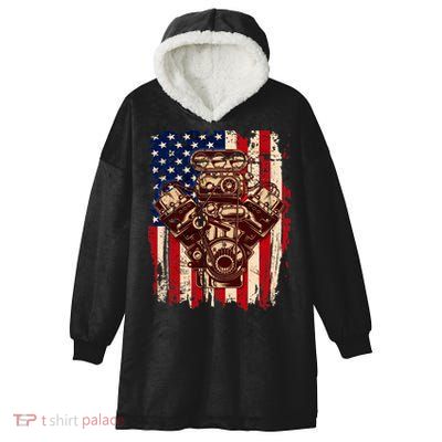 Vintage American Muscle Car Engine Hooded Wearable Blanket