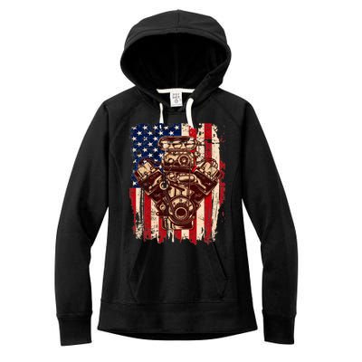 Vintage American Muscle Car Engine Women's Fleece Hoodie