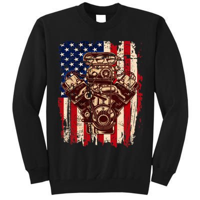 Vintage American Muscle Car Engine Tall Sweatshirt