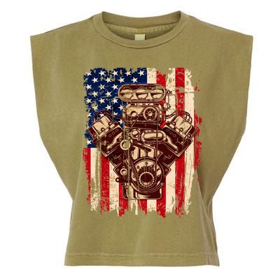 Vintage American Muscle Car Engine Garment-Dyed Women's Muscle Tee