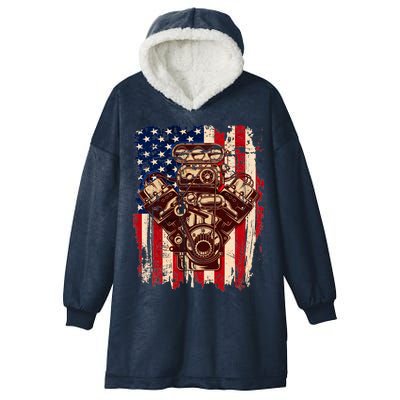 Vintage American Muscle Car Engine Hooded Wearable Blanket