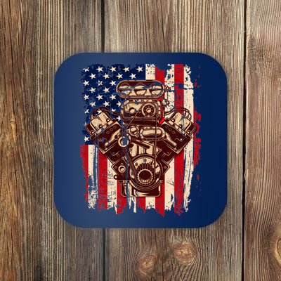 Vintage American Muscle Car Engine Coaster