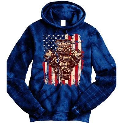 Vintage American Muscle Car Engine Tie Dye Hoodie