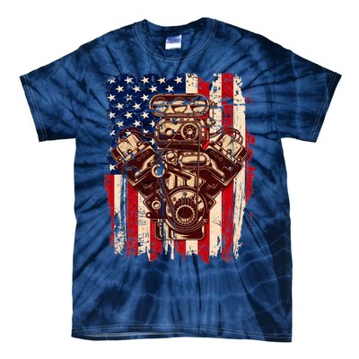 Vintage American Muscle Car Engine Tie-Dye T-Shirt