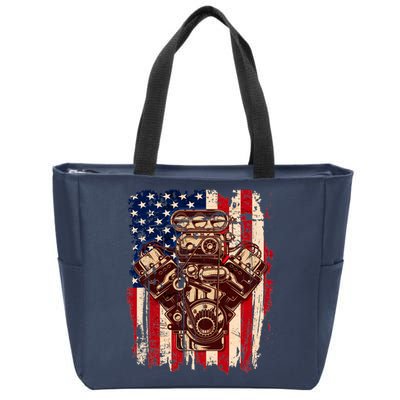 Vintage American Muscle Car Engine Zip Tote Bag