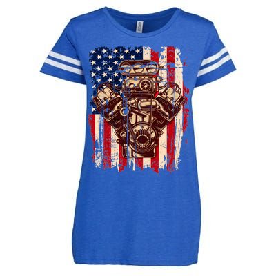 Vintage American Muscle Car Engine Enza Ladies Jersey Football T-Shirt