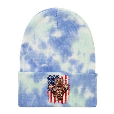 Vintage American Muscle Car Engine Tie Dye 12in Knit Beanie