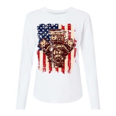 Vintage American Muscle Car Engine Womens Cotton Relaxed Long Sleeve T-Shirt