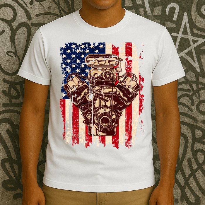 Vintage American Muscle Car Engine T-Shirt