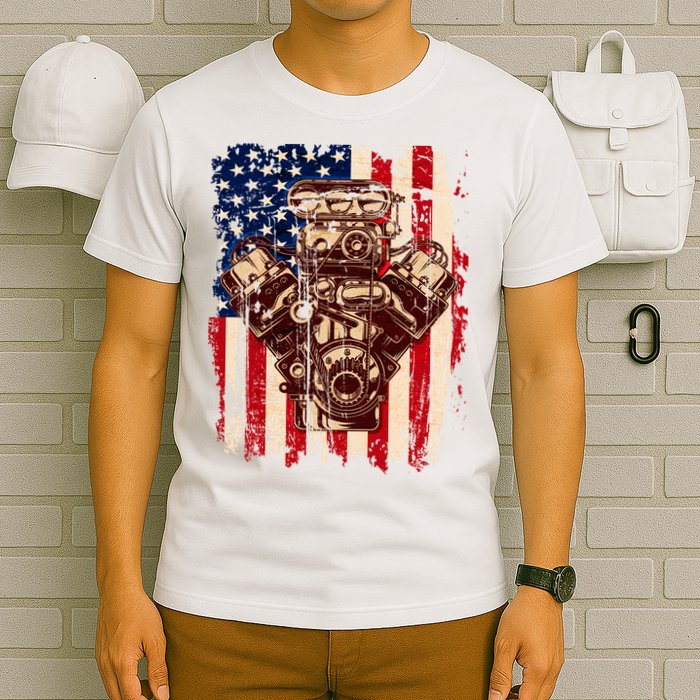 Vintage American Muscle Car Engine T-Shirt
