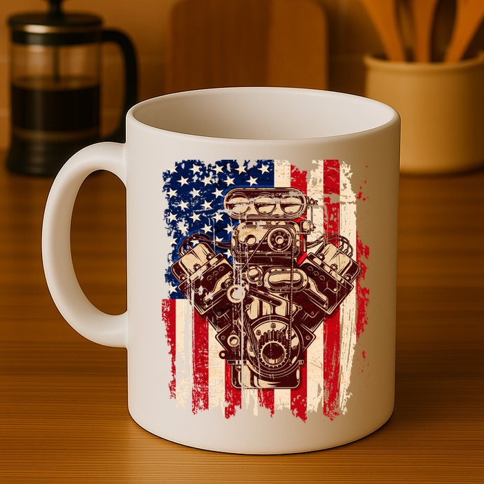 Vintage American Muscle Car Engine Mug