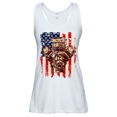 Vintage American Muscle Car Engine Ladies Essential Flowy Tank