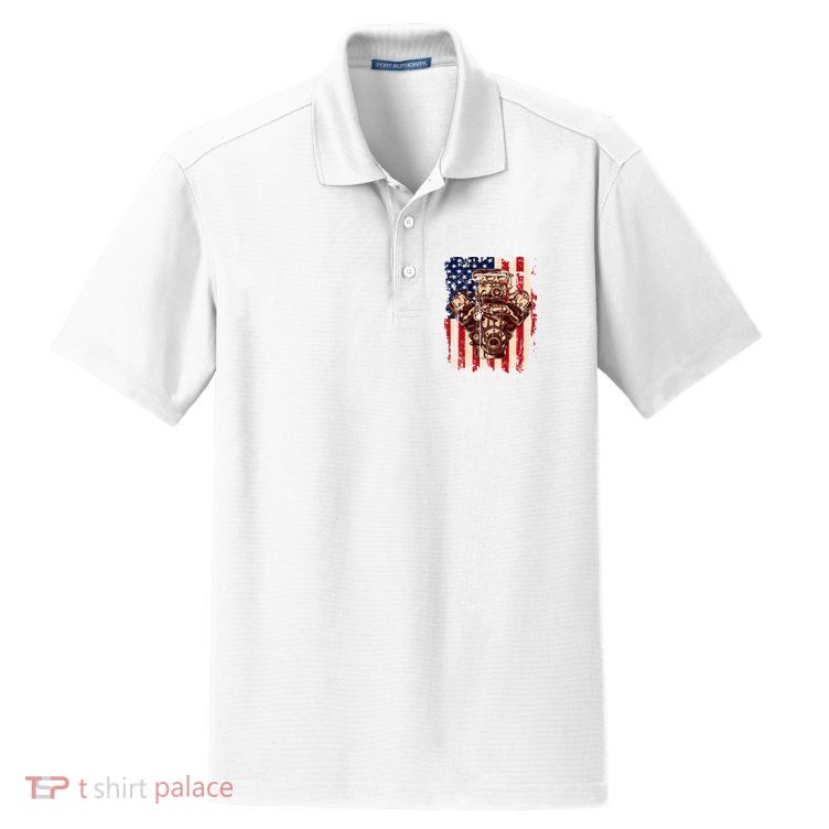 Vintage American Muscle Car Engine Dry Zone Grid Polo