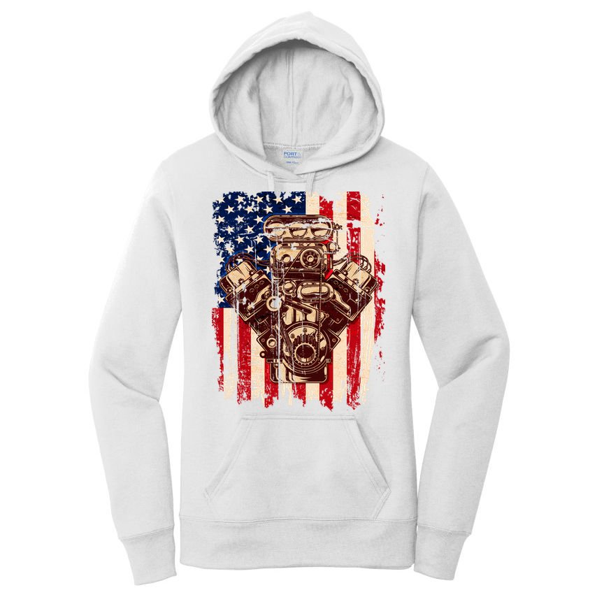 Vintage American Muscle Car Engine Women's Pullover Hoodie