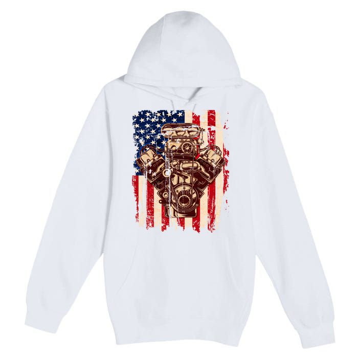 Vintage American Muscle Car Engine Premium Pullover Hoodie