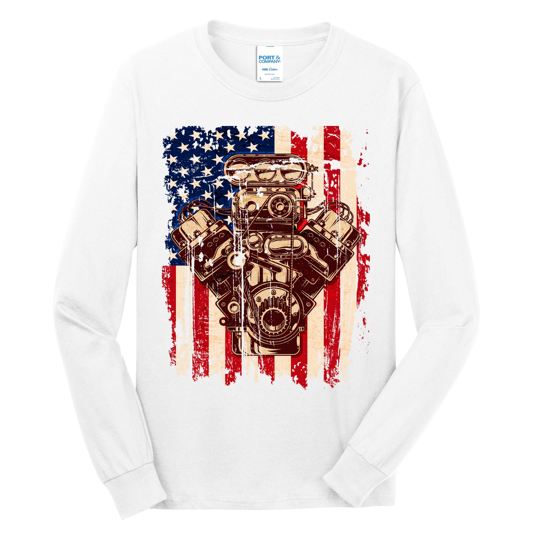 Vintage American Muscle Car Engine Tall Long Sleeve T-Shirt