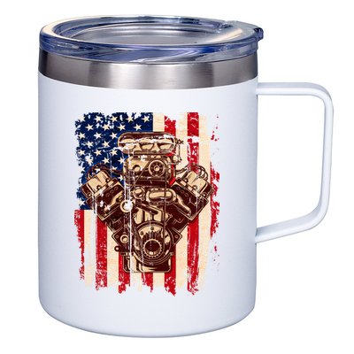 Vintage American Muscle Car Engine 12oz Stainless Steel Coffee Mug