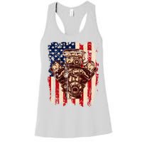 Vintage American Muscle Car Engine Women's Racerback Tank