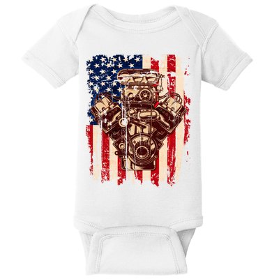 Vintage American Muscle Car Engine Baby Bodysuit