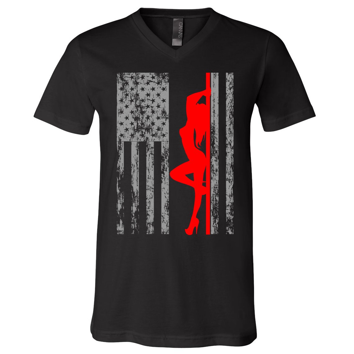 Vintage American Pole Dancer Stripper USA Flag V-Neck T-Shirt