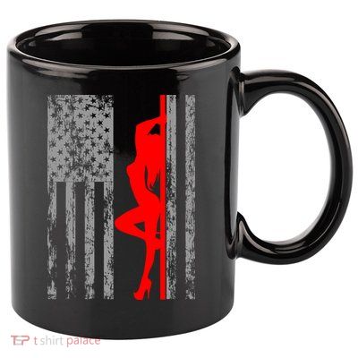 Vintage American Pole Dancer Stripper USA Flag 11oz C Handle Ceramic Mug