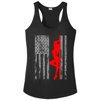 Vintage American Pole Dancer Stripper USA Flag Ladies PosiCharge Competitor Racerback Tank