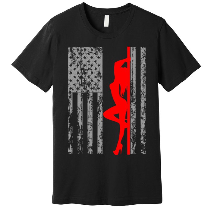Vintage American Pole Dancer Stripper USA Flag Premium T-Shirt