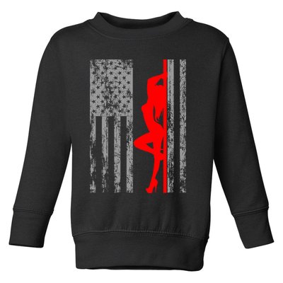 Vintage American Pole Dancer Stripper USA Flag Toddler Sweatshirt