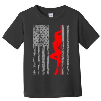 Vintage American Pole Dancer Stripper USA Flag Toddler T-Shirt