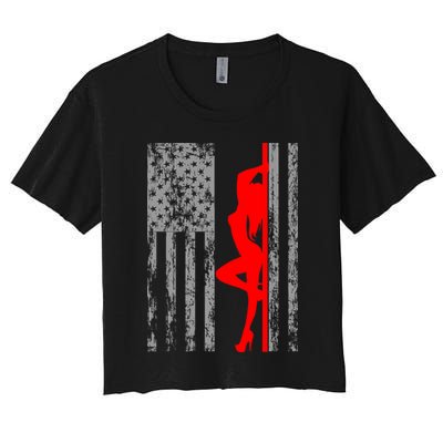 Vintage American Pole Dancer Stripper USA Flag Crop Top