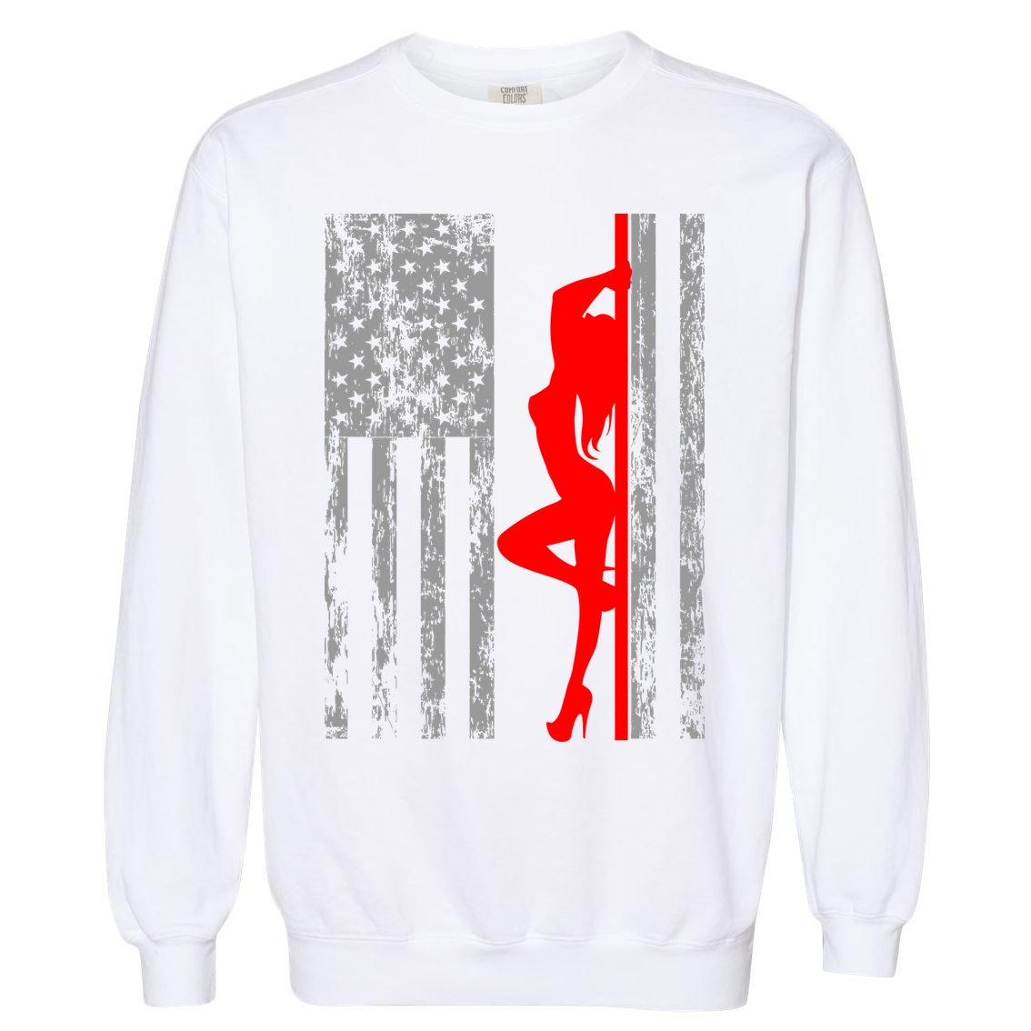Vintage American Pole Dancer Stripper USA Flag Garment-Dyed Sweatshirt