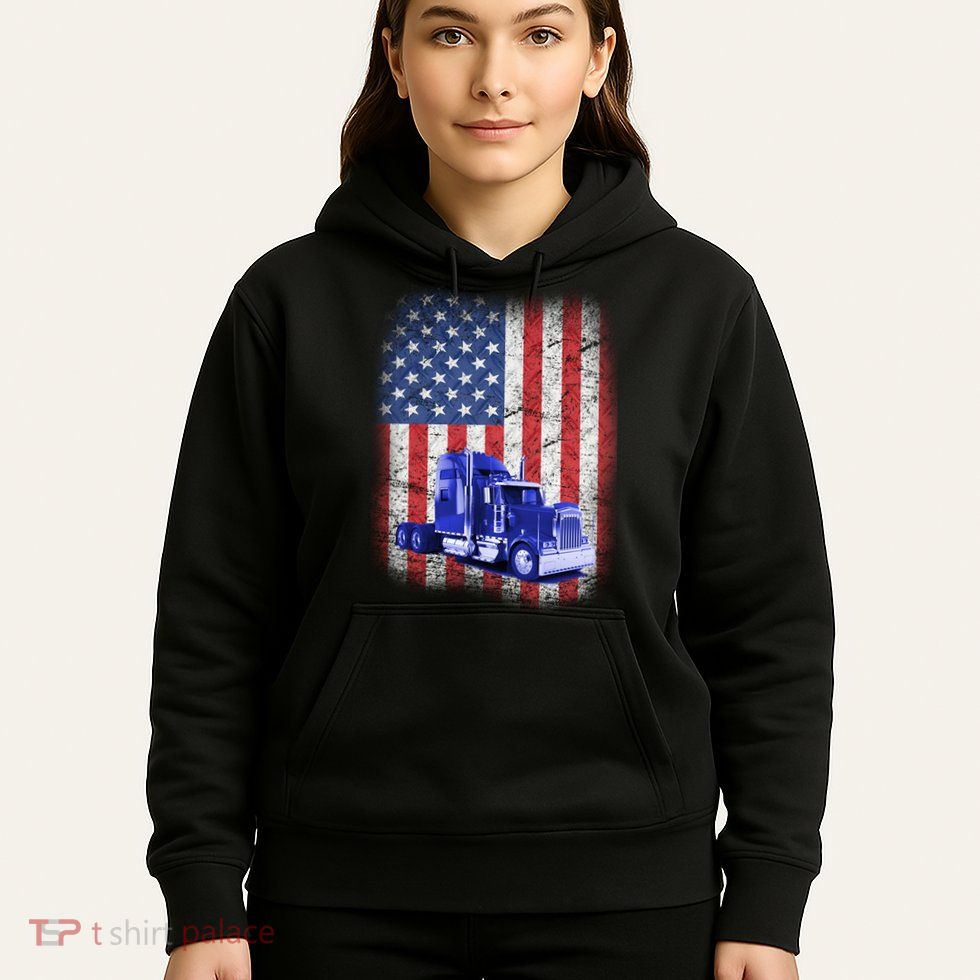 Vintage American Trucker USA Flag Hoodie