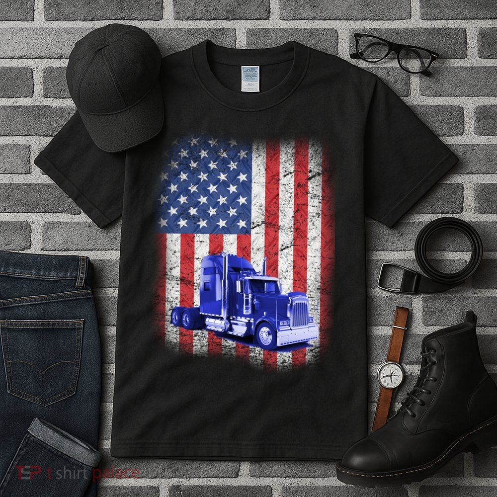 Vintage American Trucker USA Flag Tall T-Shirt