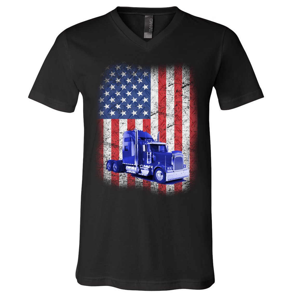 Vintage American Trucker USA Flag V-Neck T-Shirt