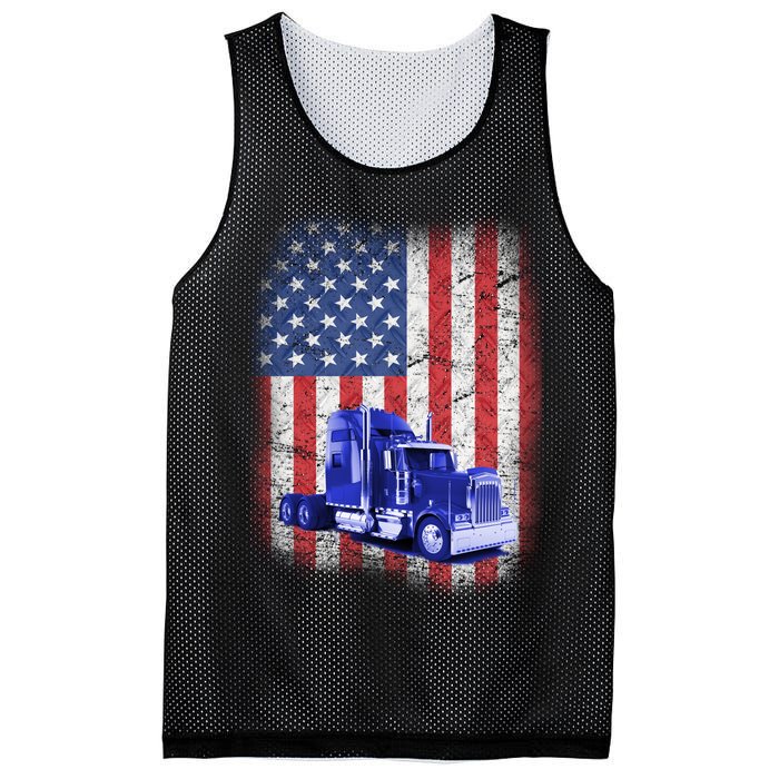 Vintage American Trucker USA Flag Mesh Reversible Basketball Jersey Tank