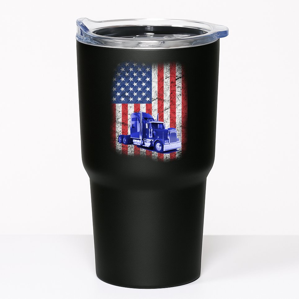 Vintage American Trucker USA Flag Tumbler