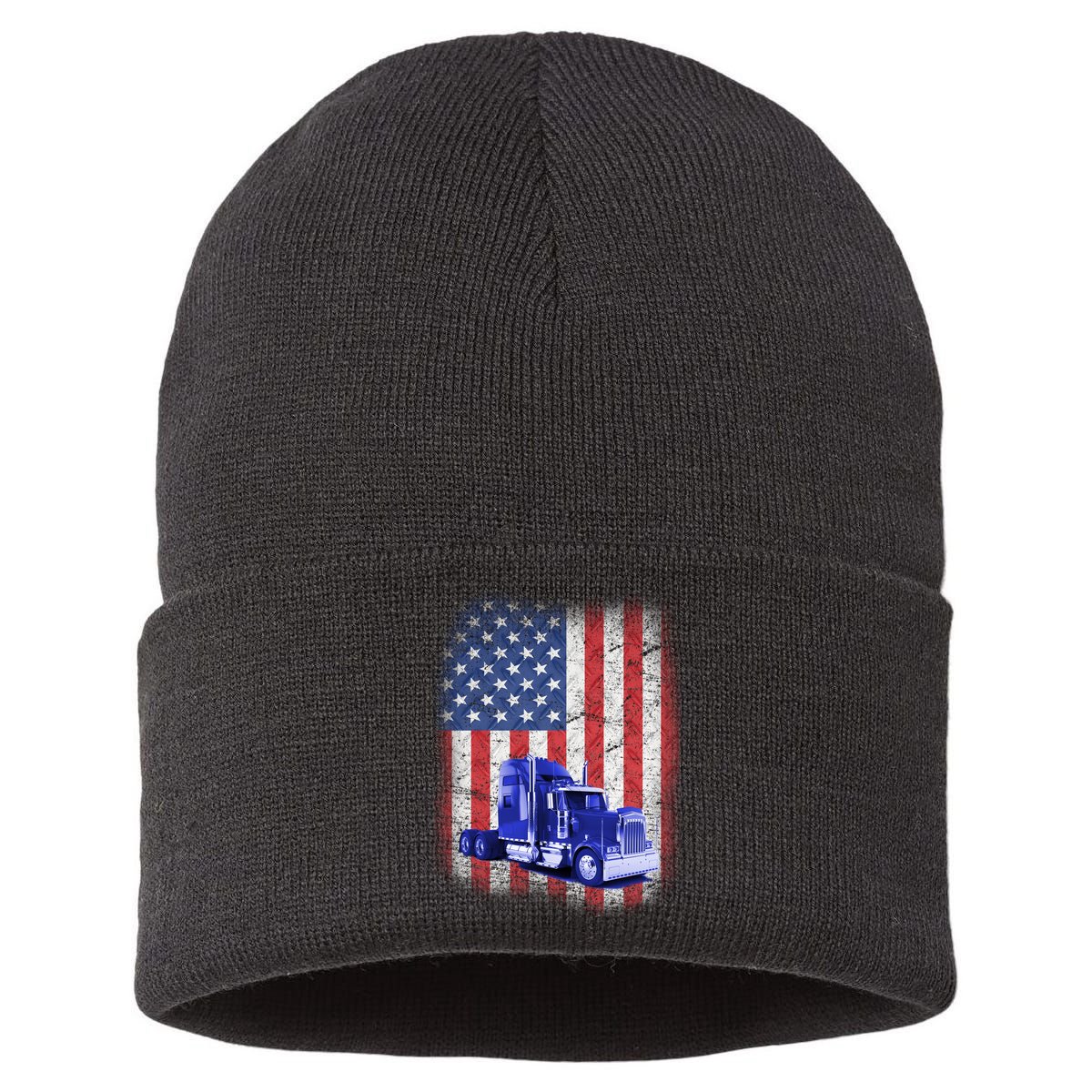 Vintage American Trucker USA Flag Sustainable Knit Beanie