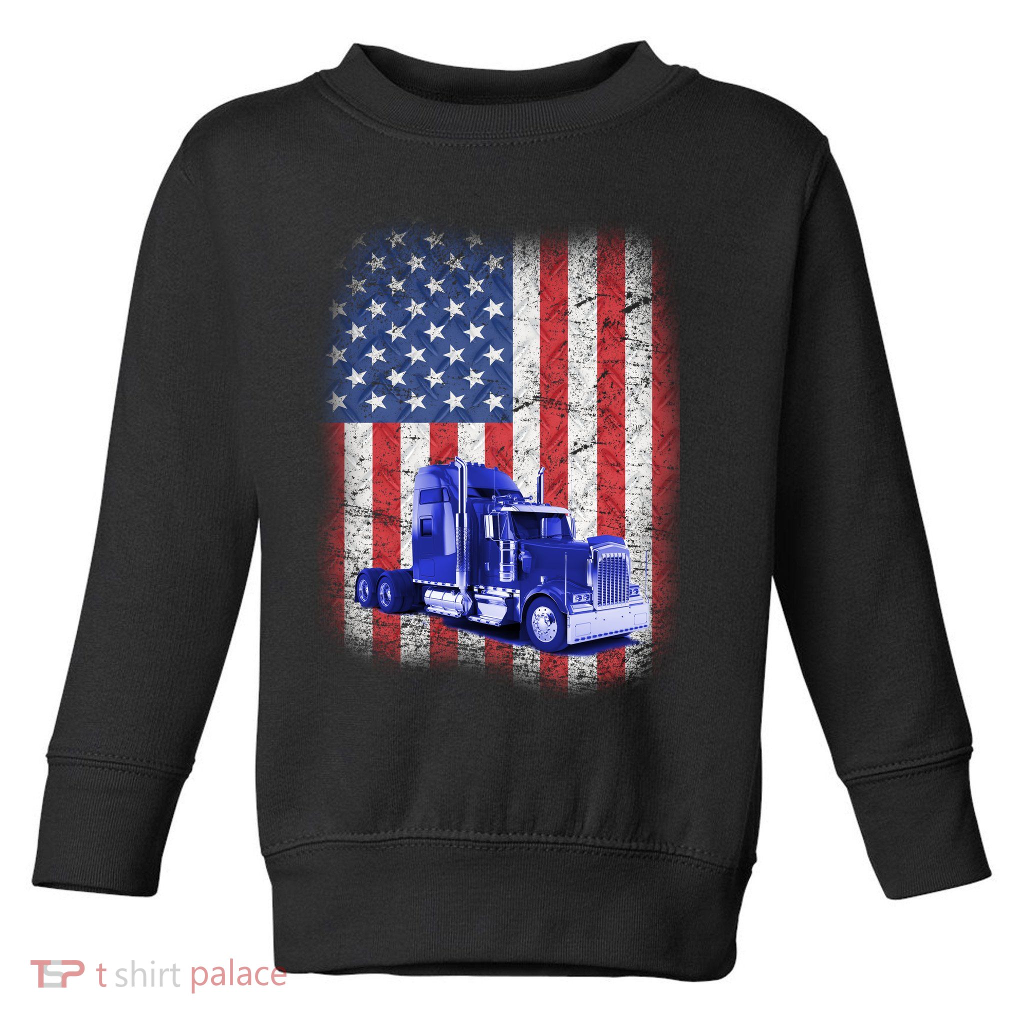 Vintage American Trucker USA Flag Toddler Sweatshirt