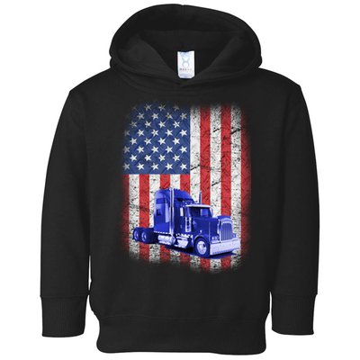 Vintage American Trucker USA Flag Toddler Hoodie