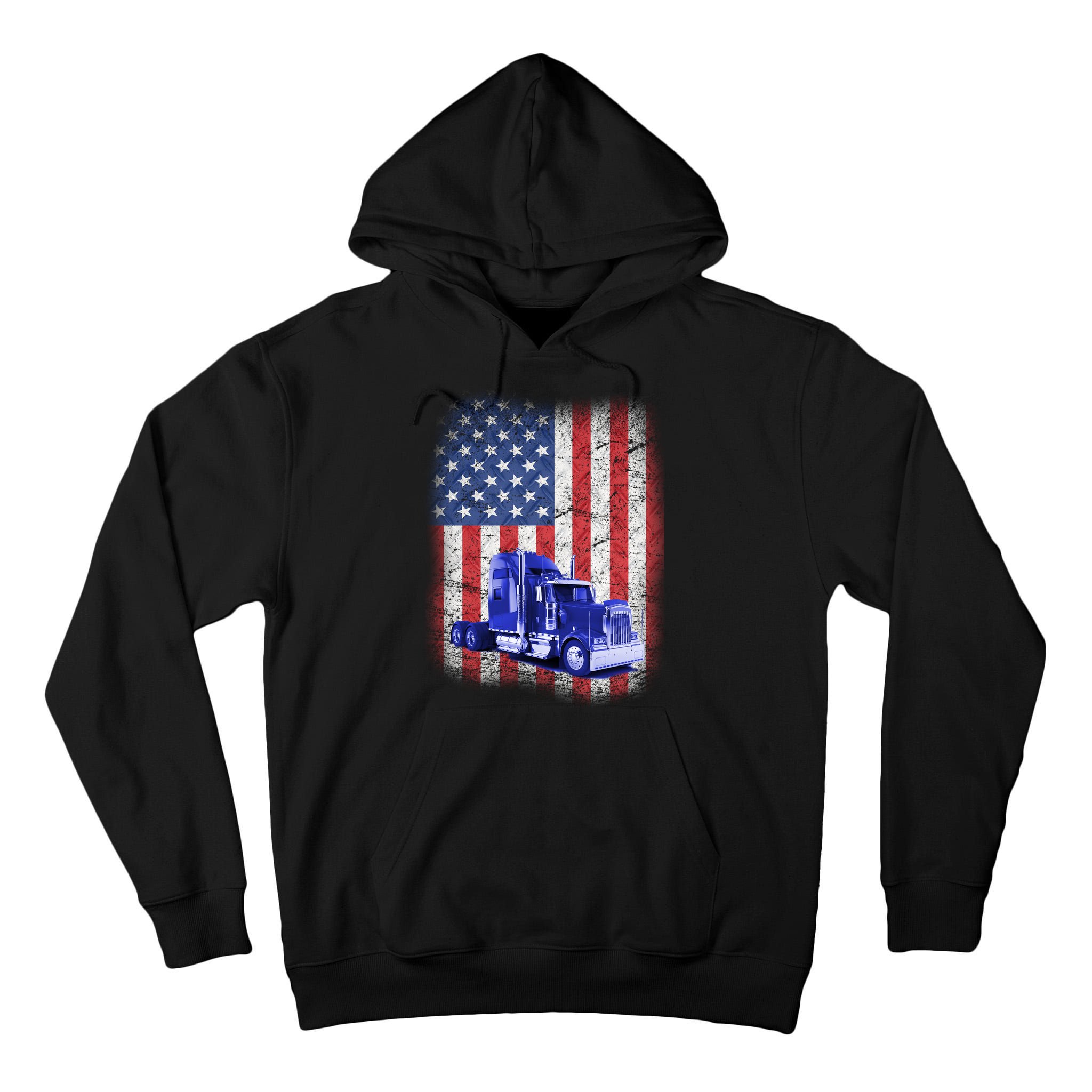 Vintage American Trucker USA Flag Tall Hoodie