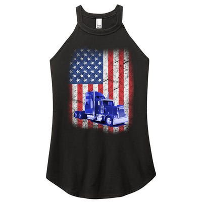 Vintage American Trucker USA Flag Women's Perfect Tri Rocker Tank