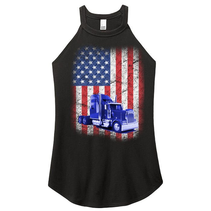 Vintage American Trucker USA Flag Women's Perfect Tri Rocker Tank