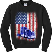 Vintage American Trucker USA Flag Kids Sweatshirt