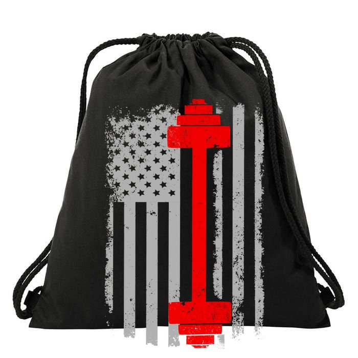 Vintage American Weight Training Flag Drawstring Bag