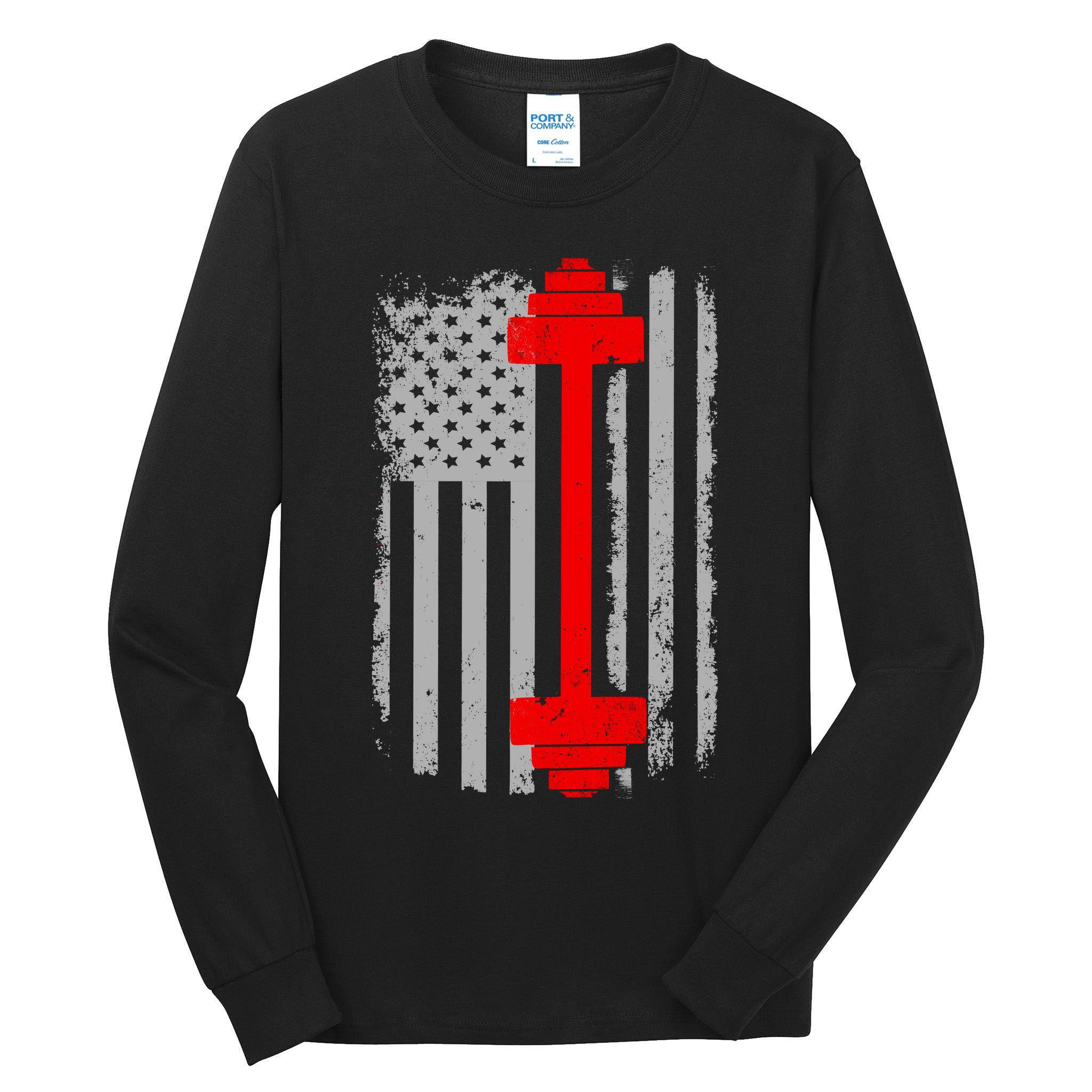 Vintage American Weight Training Flag Tall Long Sleeve T-Shirt