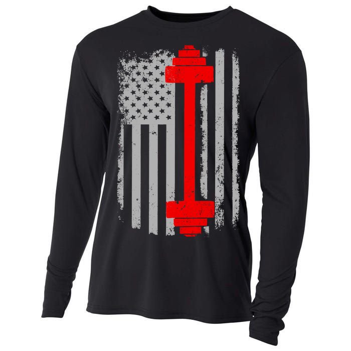 Vintage American Weight Training Flag Cooling Performance Long Sleeve Crew