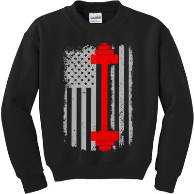 Vintage American Weight Training Flag Kids Sweatshirt